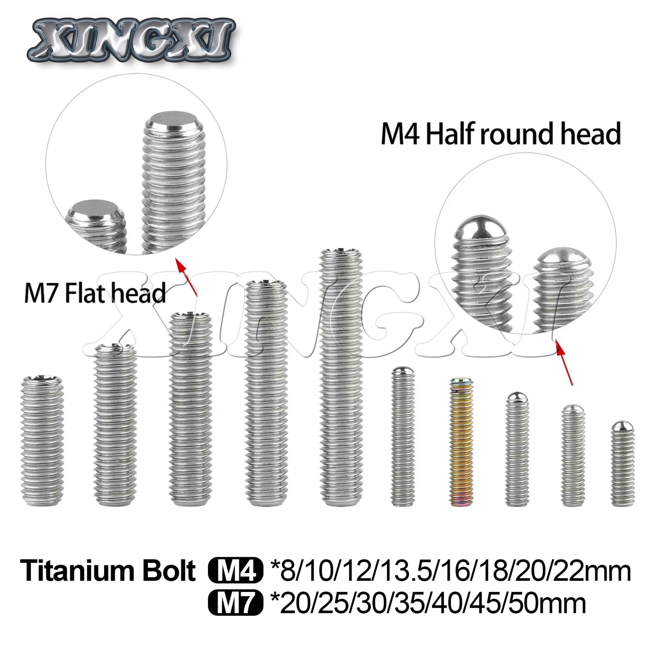 Xingxi Titanium Bolt M4/M7x8 10 12 13.5 16 18 20 22 25 30 35 40 45 50mm Socket Head Headless Set Screw for Bicycle Motorcycles