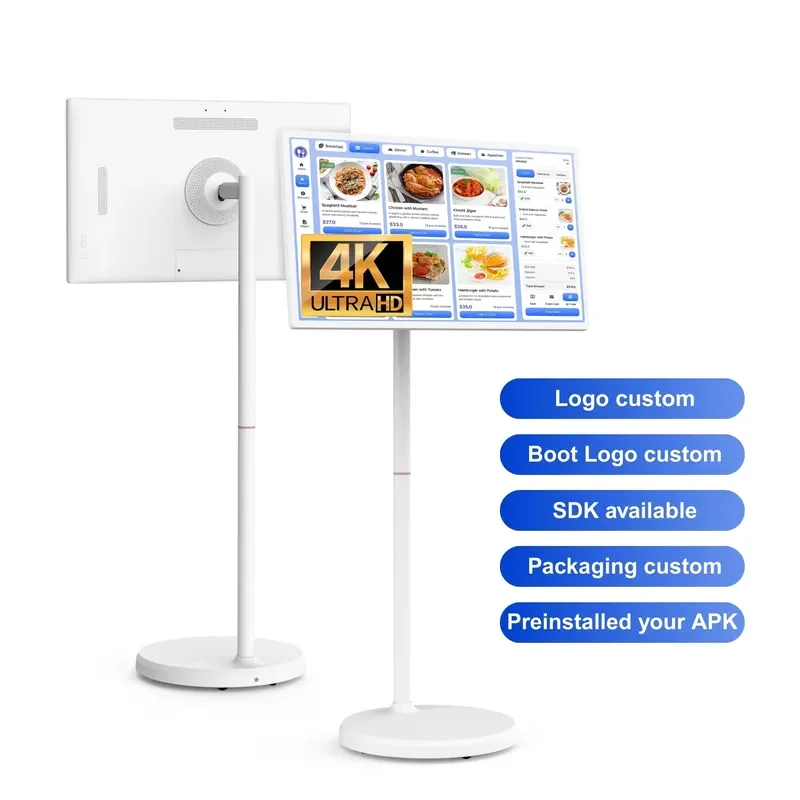 32 Inch 4K Portable Touch Screen Monitor Wireless Digital Signage Display with Adjustable Stand Built in Battery for