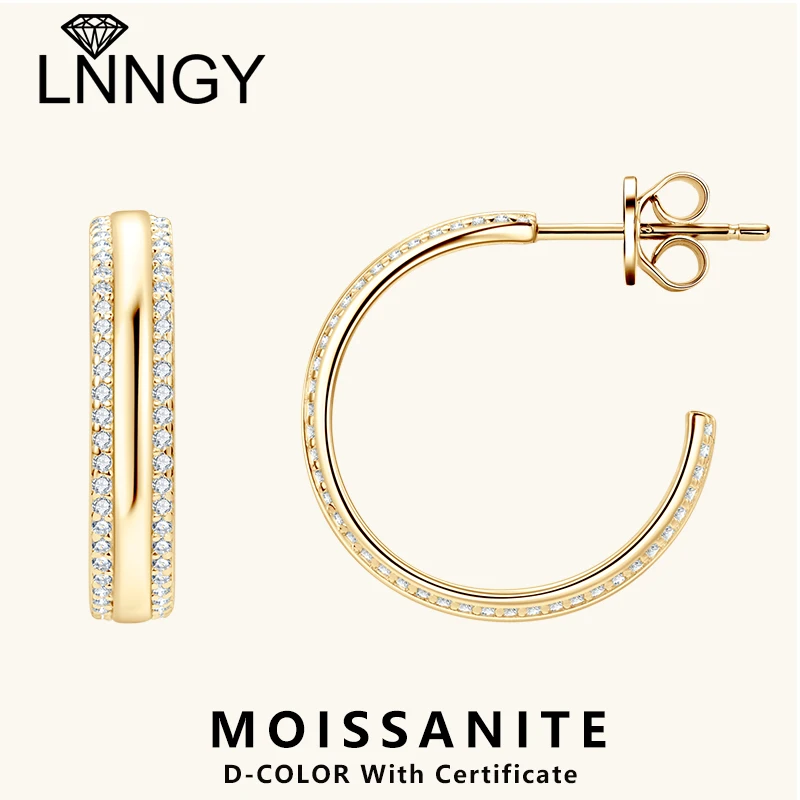 

Серьги Lnngy из стерлингового серебра 925 пробы с закрепкой, микро двойная строка, женская модель C-образной формы