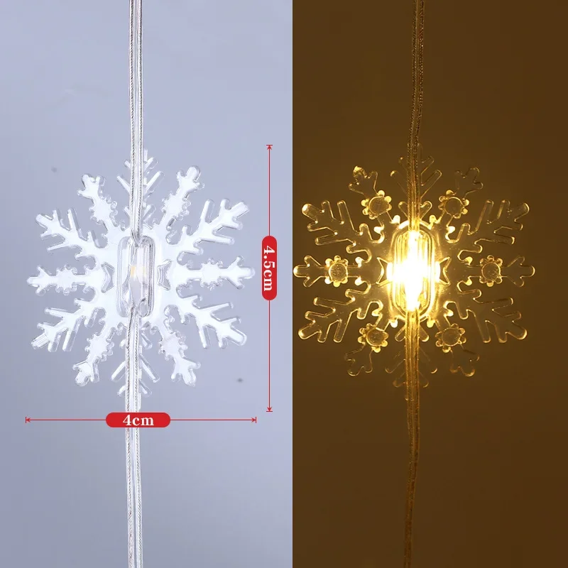 3M Snowflake Star Christmas LED Curtain Light String USB Remote Control Window Garland Lamp Christmas Home Decoration Navidad