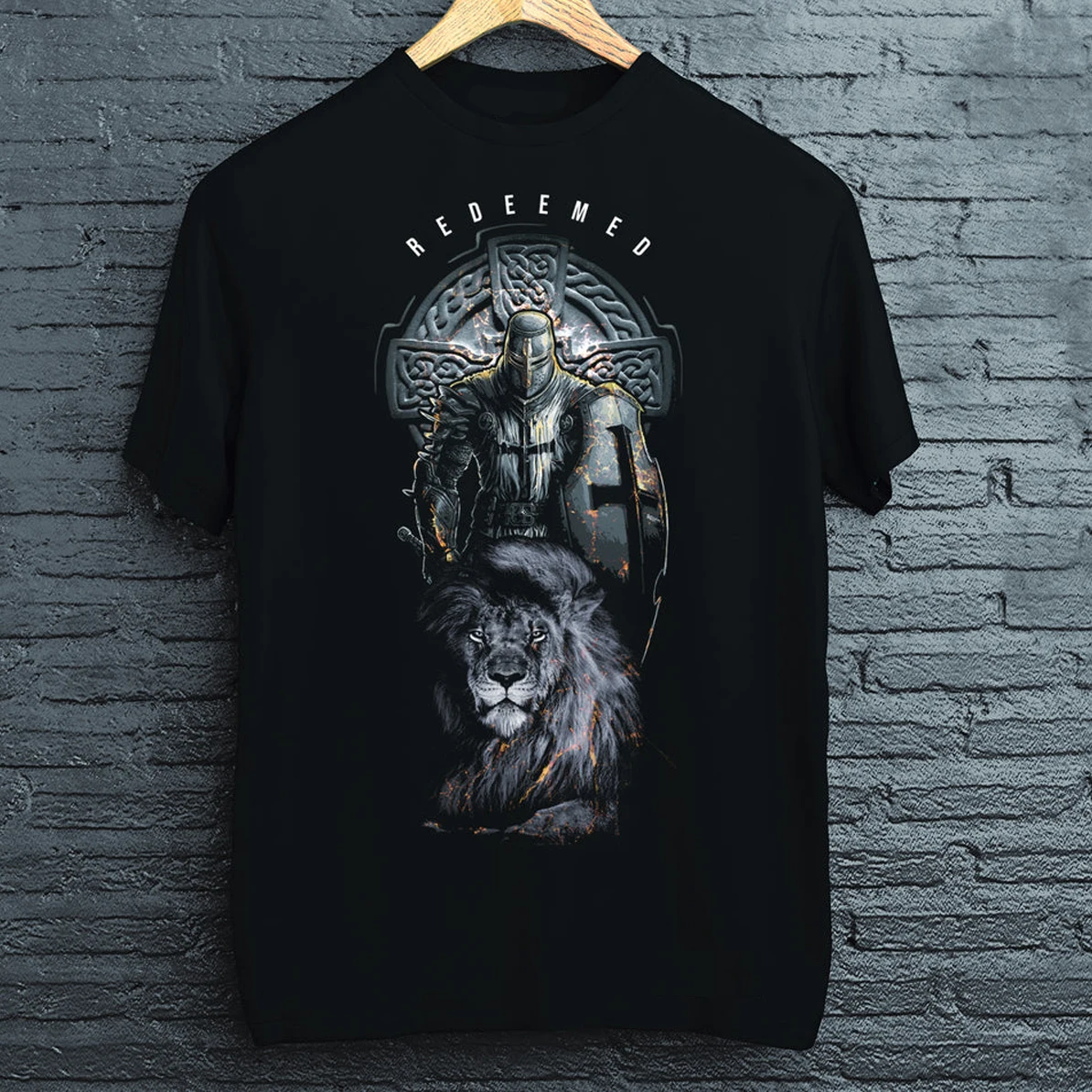 

Redeemed Knights templar Christian Warrior Lion Crusaders T-Shirt 100% Cotton O-Neck Short Sleeve Casual Mens T-shirt Size S-3XL