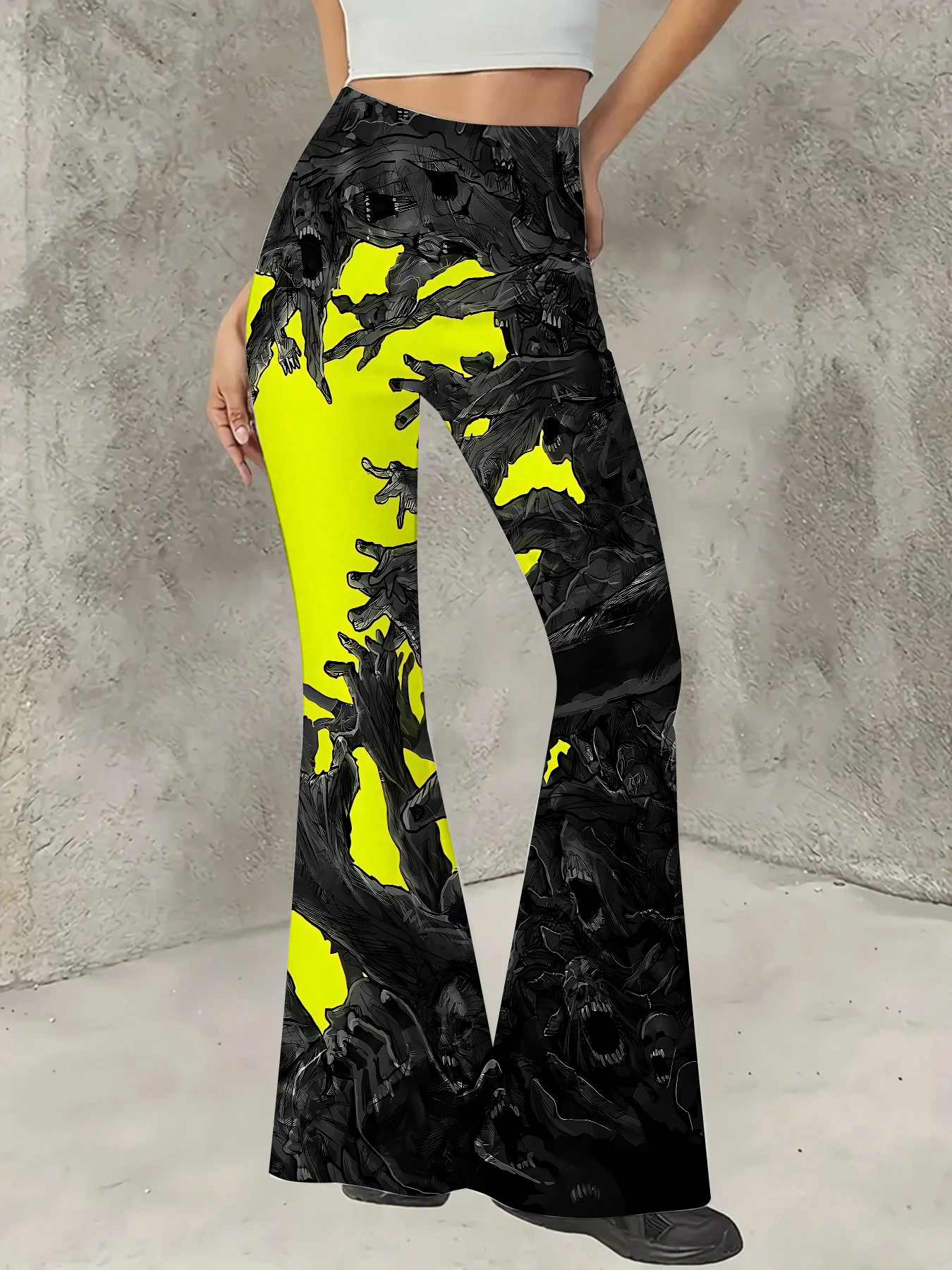 

Women's Floral Print Flare Pants Elegant Stretchy Bell Bottom Trousers Summer
