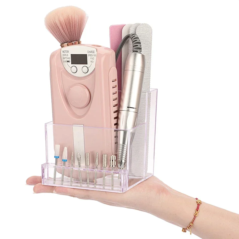 صندوق تخزين أظافر شفاف لمانيكير كهربائي ، رف مثقاب ، تخزين مثقاب الأظافر ، استخدام متعدد المشاهد ، أدوات مانيكير احترافية #5