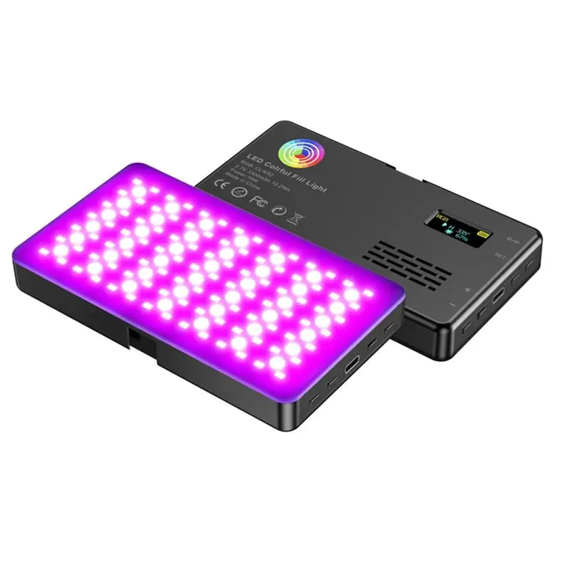 AABFK RGB Full-Color Live Broadcast Beauty Lighting Lamp Square Pocket Light Photography Full-Color LED Charging Light