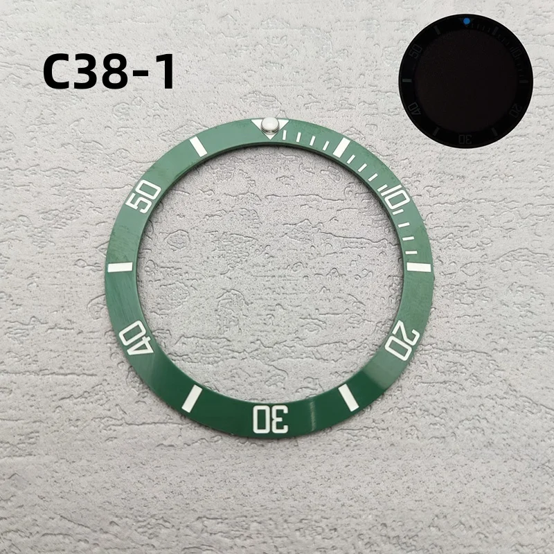 

38*30.7mm Ceramic Bezel Insert Ring Sloped Black Green for Seiko Watches NH35 62Mas SRPD Diver Case Submariner Replacement Parts