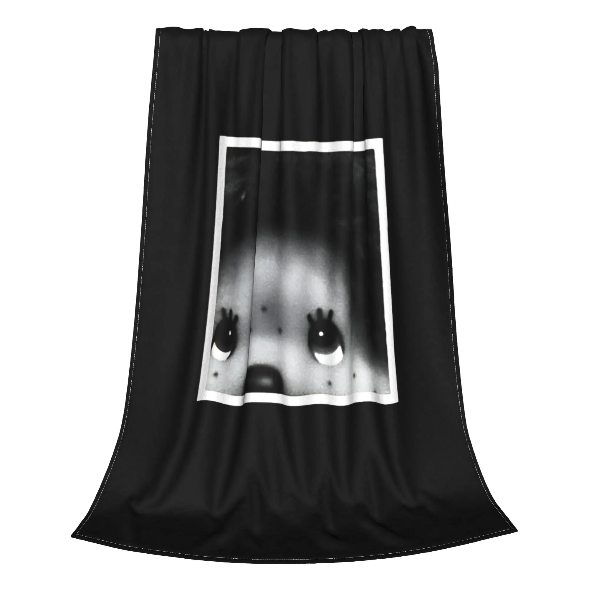 1PC Home Cutecore Black and White Cute Monkey M-Monchhichi Blanket Super Cosy Plush Home Living Room Sofa Halloween