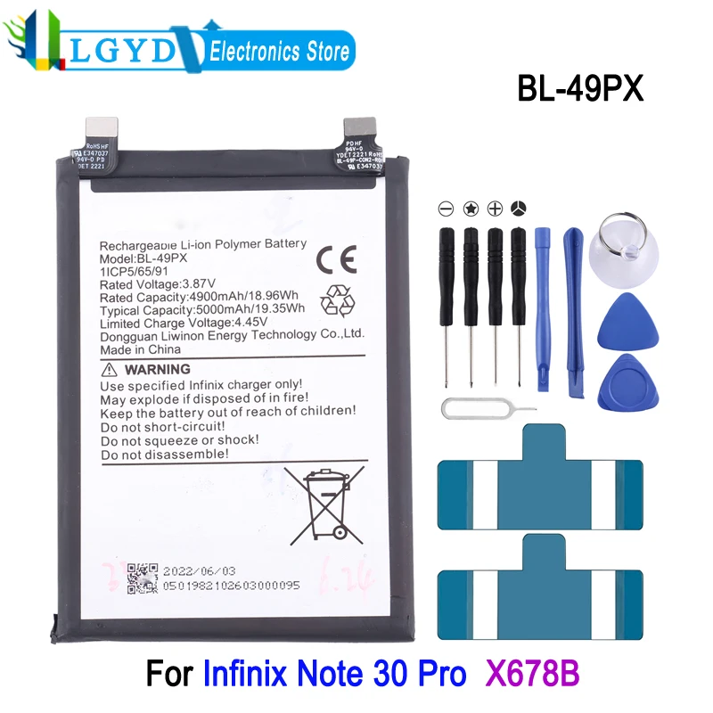 BL-49PX Battery For Infinix Note 30 Pro Phone 4900mAh Rechargeable Lithium Battery Repair Replacement Part