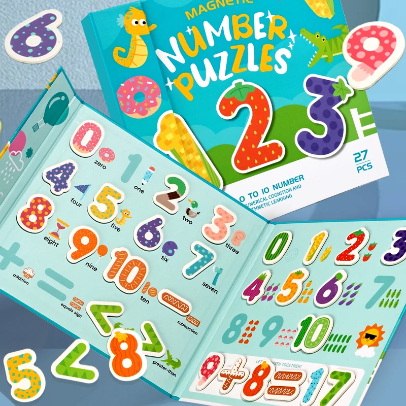 สติกเกอร์แม่เหล็กคณิตศาสตร์สำหรับเด็ก เกมแยกส่วนตัวเลข ของเล่นเสริมพัฒนาการเรียนรู้คณิตศาสตร์สำหรับเด็กเล็ก ของเล่นเสริมพัฒนาการแบบมอนเตสซอรี่