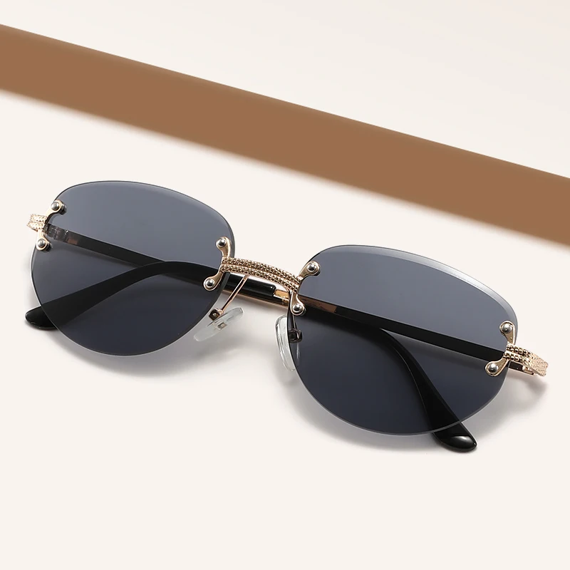 Randlose Sonnenbrille, unregelmäßige, modische, beliebte Sonnenbrille für Damen und Herren, kleine quadratische Sonnenbrille für Damen und Herren, Sommerreisen, Oculos
