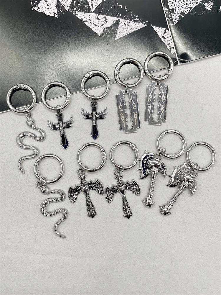 2PCS Punk Style Bling Cross Shoe Pendants Decorations Silvery
