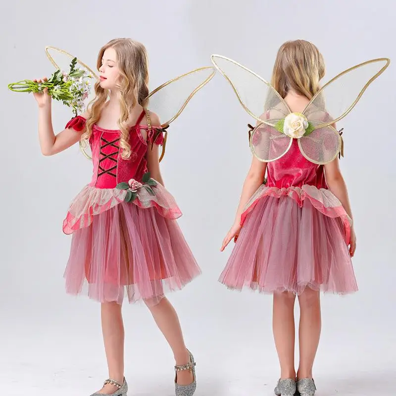 

Детская пышная юбка «Дар-фея» с крыльями, костюм принцессы на Хэллоуин, наряд для маленькой девочки-эльфа, весенняя коллекция