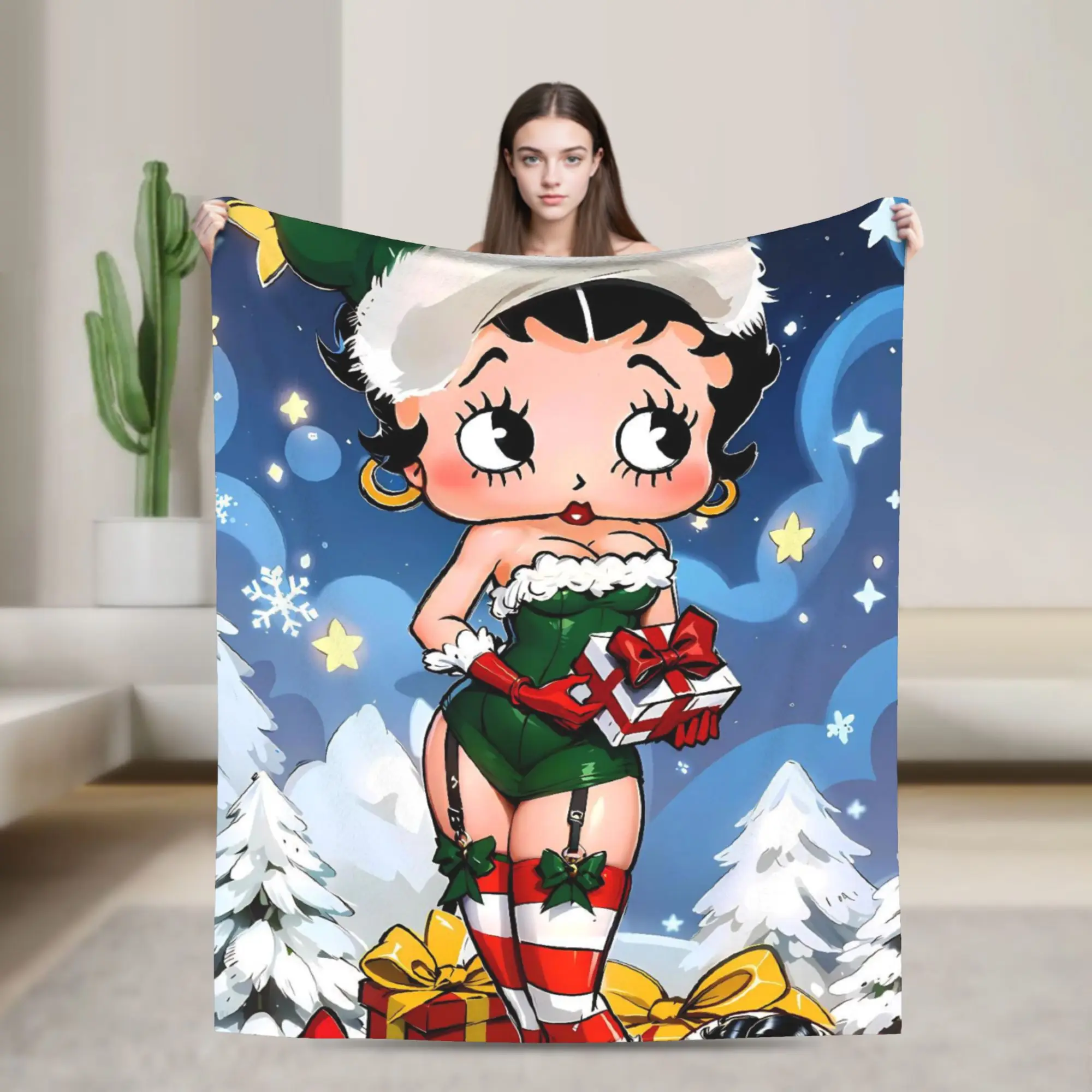 B-Bettys Boops Blanket Quality Super Soft  Throw Blanket Winter Children Home Decor Fluffy Bedspread
