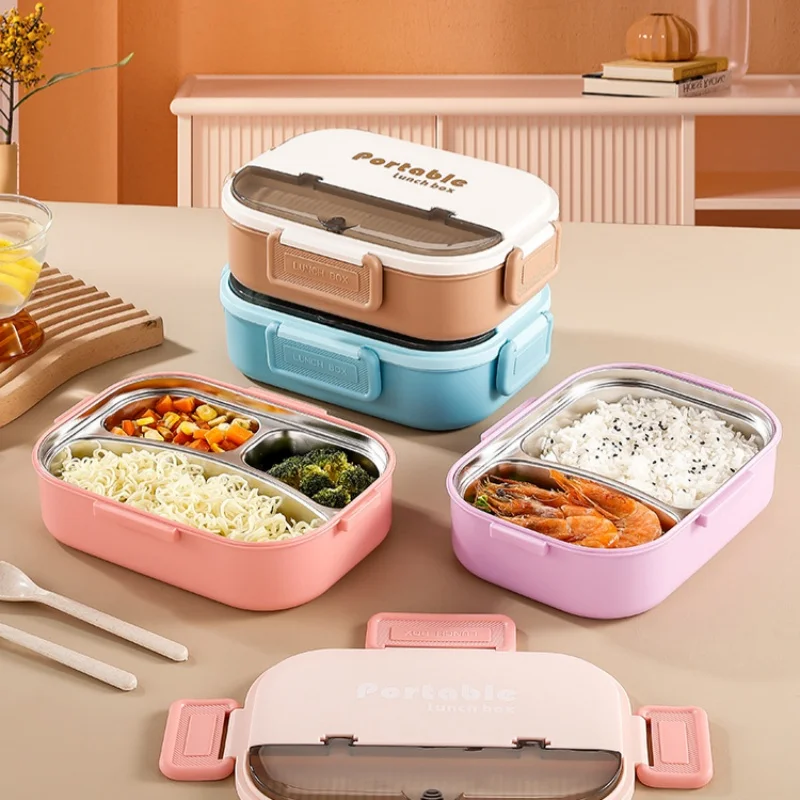 

Portable Kids Cute Lunch Box Compartments Toddlers Bento Lunch Box with Fork Spoon School Office Worker Food Storage Container