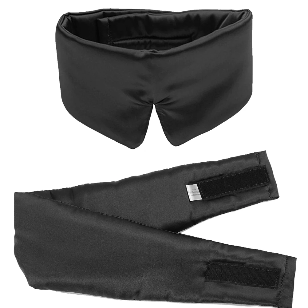 

Silk Sleep Eye Mask Cover Black Adjustable Comfortable Sleeping Aid Travel Blindfold Sleeping Aid Eye Patch