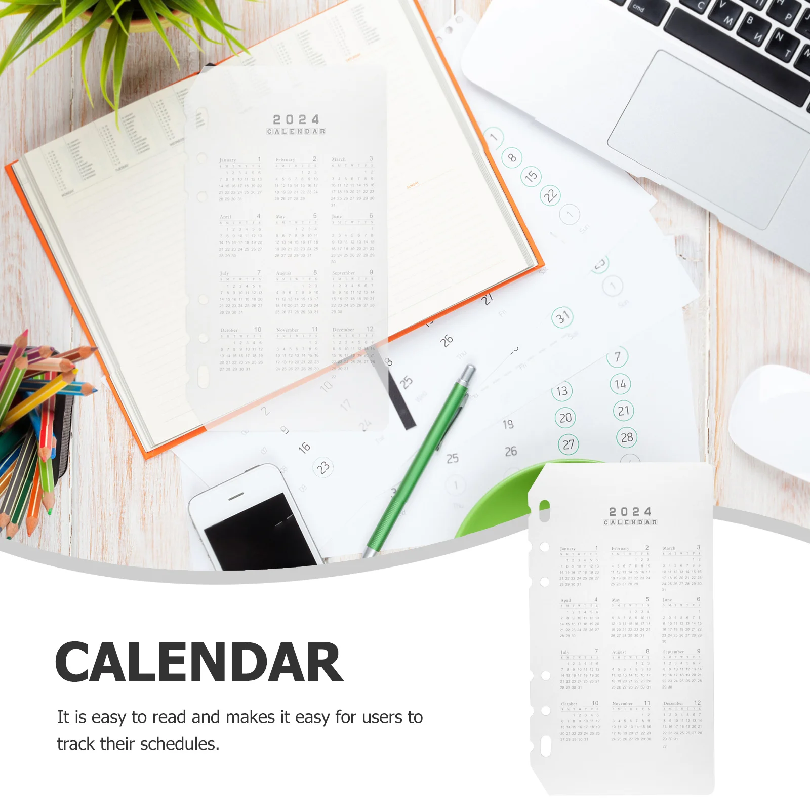 Divisor de calendario, pantalla transparente, Material Pp, divisores portátiles para cuaderno, separadores de carpetas reemplazables, suministro diario de libros, 2 uds.