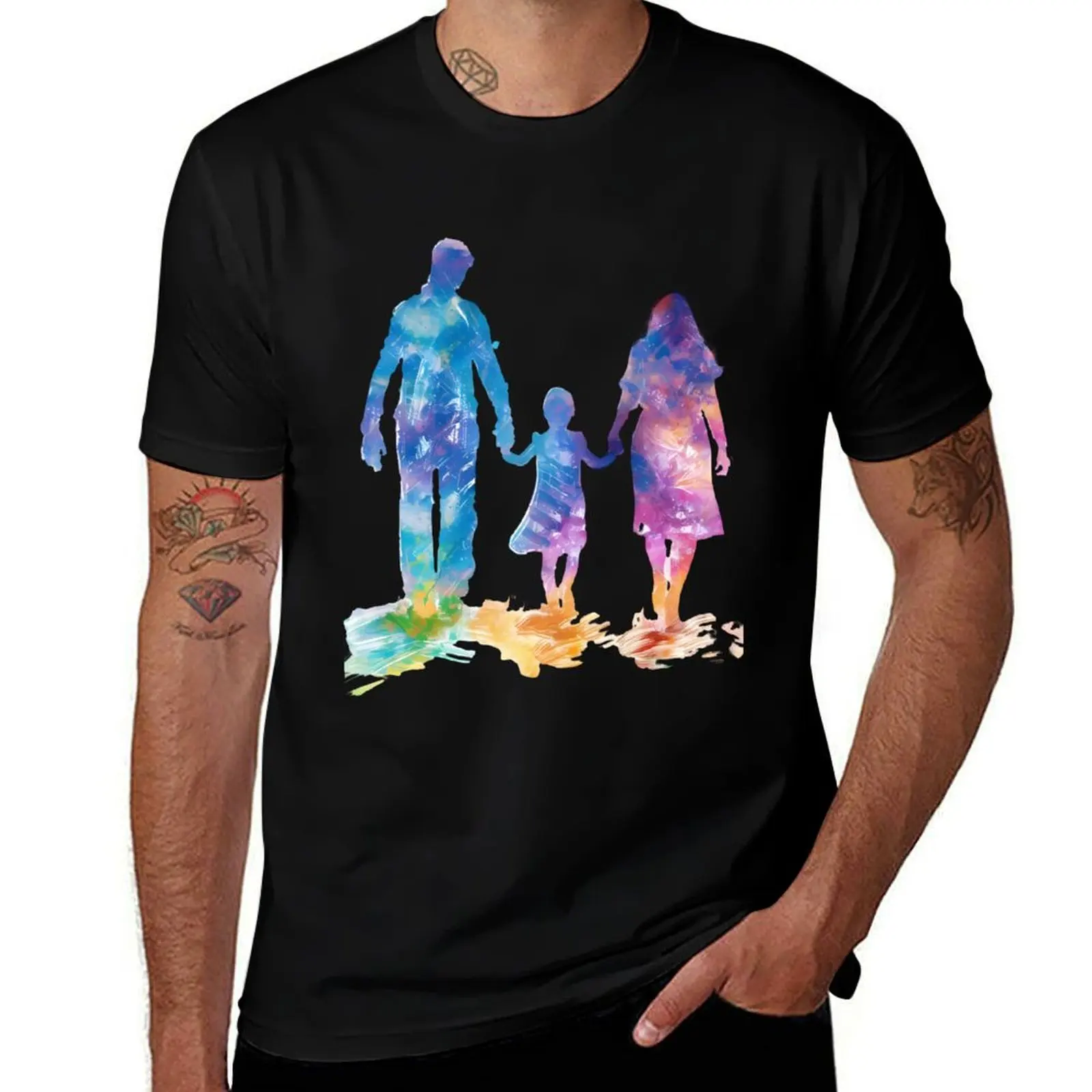 Father, mother and daughter on a picnic T-Shirt plus size tops oversize t-shirts man mens clothes