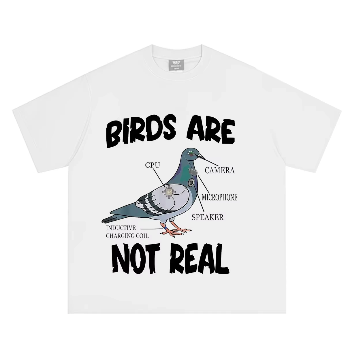 Pigeon Birds Are Not Real Funny Bird Meme T-shirt Men Women Hip-hop Punk T-shirt Short-sleeved Loose Casual Cotton T-shirts