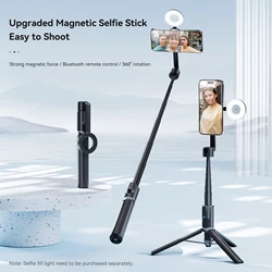 TELESIN 1.3M Magnetic Selfie Stick Tripod with Bluetooth Remote For Iphone 15 14 13 12 11 XIAOMI HUAWEI SAMSUNG For Smart phone