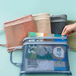 Transparent File Holder With Zipper Closure Double Layer File Storage Bag A4 Document Organizer Office Work File Container