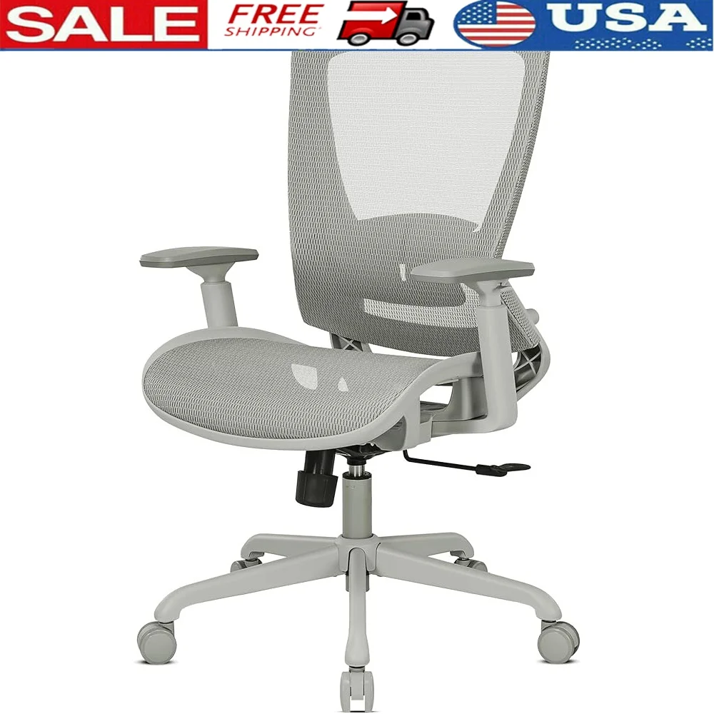 

Ergonomic Mesh Office Chair with Adjustable Lumbar Support Task Chair Comfortable Tilt Function Breathable Backrest Home Office