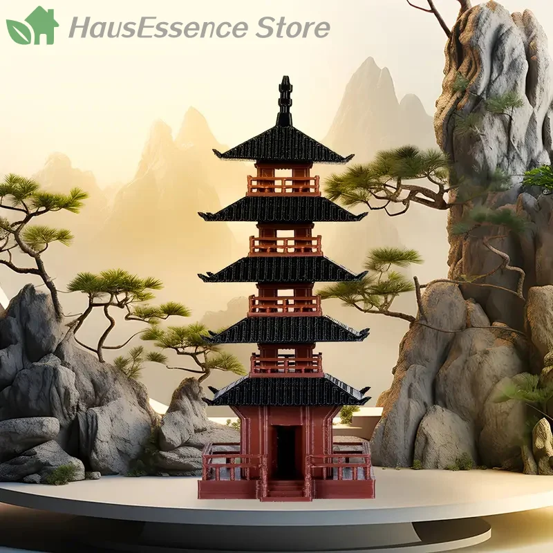※Mini Pagoda Statue Chinese Ancient Building Model Pavilion Decorations Simulation Zen Garden Aquarium Bonsai Decor