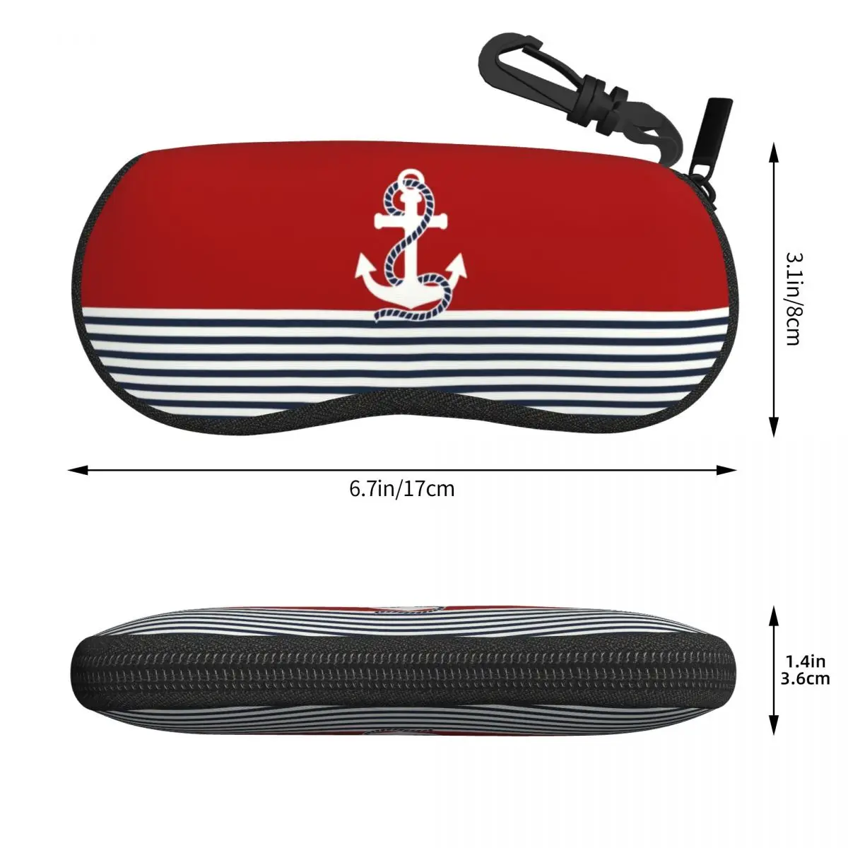 Custom Navy Blue Stripes Nautical Anchor Boat Shell Eyeglasses Case Women Men Fashion Glasses Case Sunglasses Box Pouch