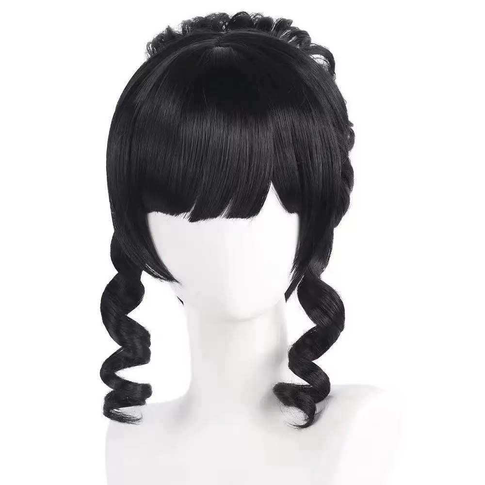 Anime Cosplay Wig Kuromi Red Lady Detachable Clip Style Large Hair Bun Rose Net Inner Cap Heat Resistant Synthetic Fiber Wig