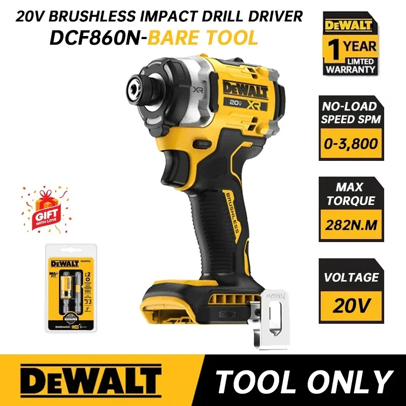 DEWALT DCF860N 20V MAX Rechargeable Multifunctional Brushless Impact Electric Drill Power Tool DCF860 WITH DWA2PH2SL