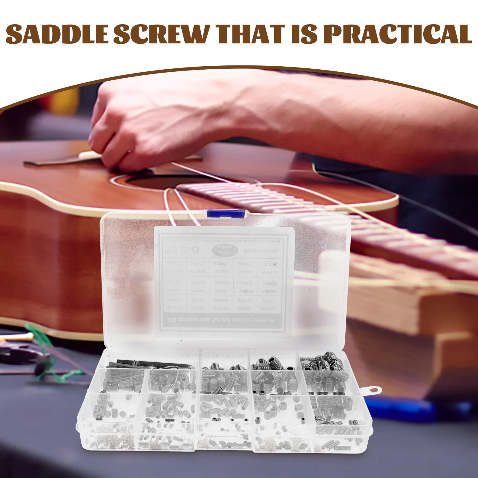 

1Set Guitar Bridge Saddle Screws Hexagon Durable Stainless Steel Practical Replacement Electric Guitar Parts Repair Accessories