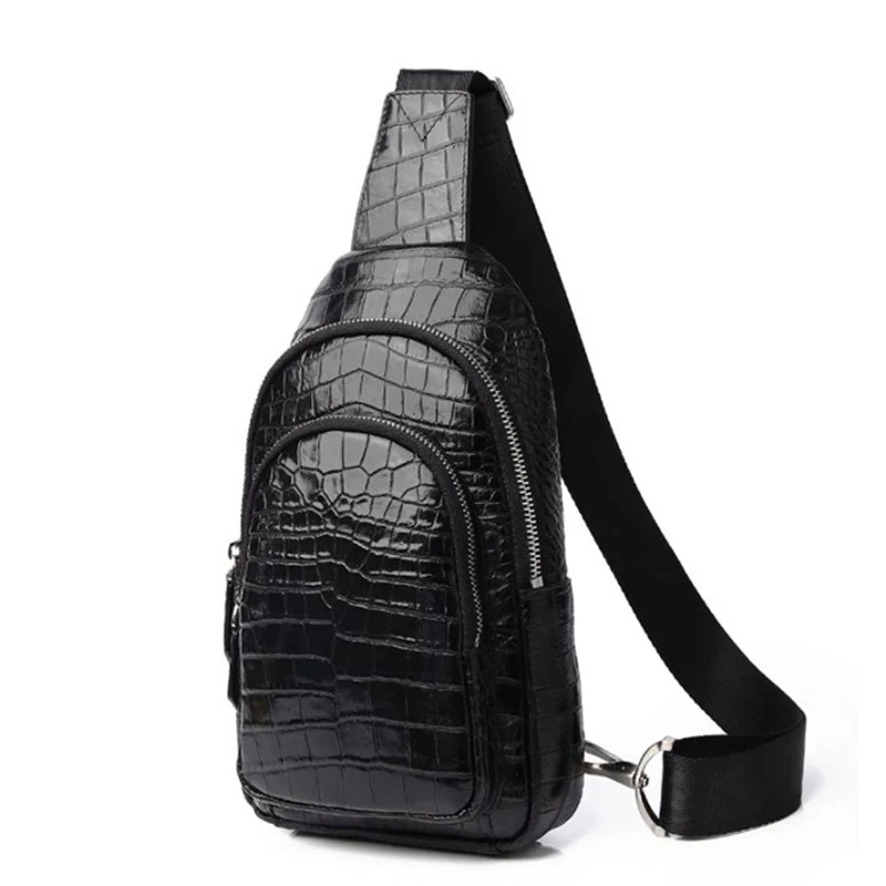 

Men's Crocodile Pattern Chest Bag Genuine Leather Men's Bag Crossbody Bag 2023 Fashion Chest Bag Luxury Brand High Quality