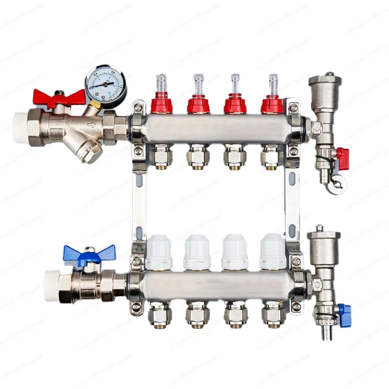 Floor Heating Diversity Collector with Flowmeter Set Home Intelligent Constant Temperature All Copper Geothermal Large Flow