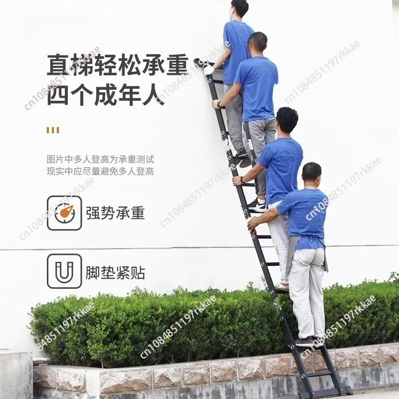 Hot sales Multi-Purpose Folding Ladder, 7-in-1 Tall Extension Step Ladder, A Frame 5 Step Telescoping Ladder, 19ft Reach Height