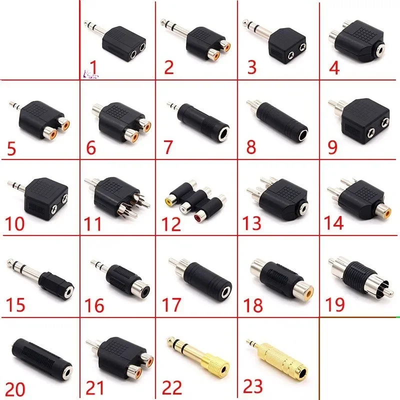 6.35/6.5mm male to 3.5mm Audio Stereo/mono Jack Female To 2 RCA Male Audio Jack Connector Adapter Converter Speaker