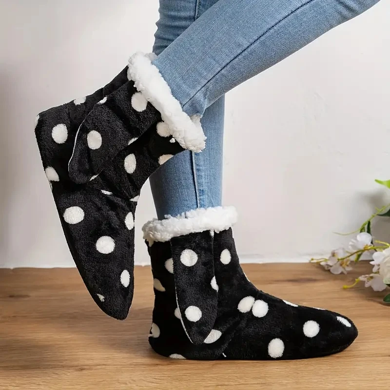 Mnterrm Fashion Plus Thick Velvet shoes woman 2024 Winter Slippers For Women Cute Plush Rabbit Ears Floor Slippers For Family