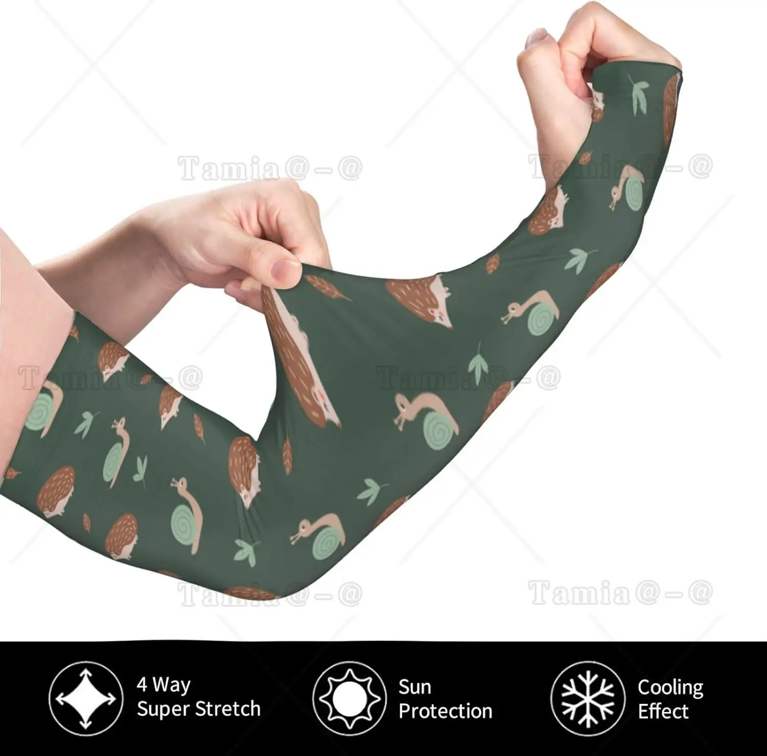 Mangas de brazo refrescantes para hombres y mujeres, protección Uv, caracoles verdes, erizos marrones, mangas de tatuaje para cubrir brazos, compresión de jardinería