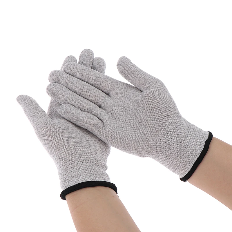 ●1 Pair Gloves Conductive Silver Fiber Electrode Therapy Gloves Electrotherapy Unit For Phycical Therapy