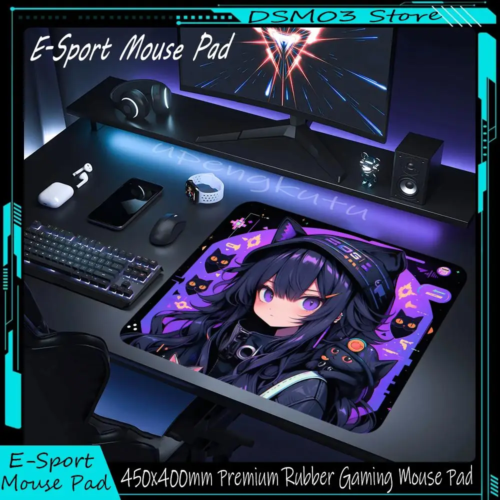 

E-Sport Rubber Mouse Pad Gamer Anime Girl Game Keyboard Desk Mat 45x40cm Antislip Computer Desktop Protective Rug