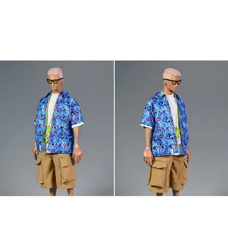 1/6 Scale Male Printed Shirt Large Pocket Shorts Clothing Model Props for 12inch Action Figure Body Accessories DIY