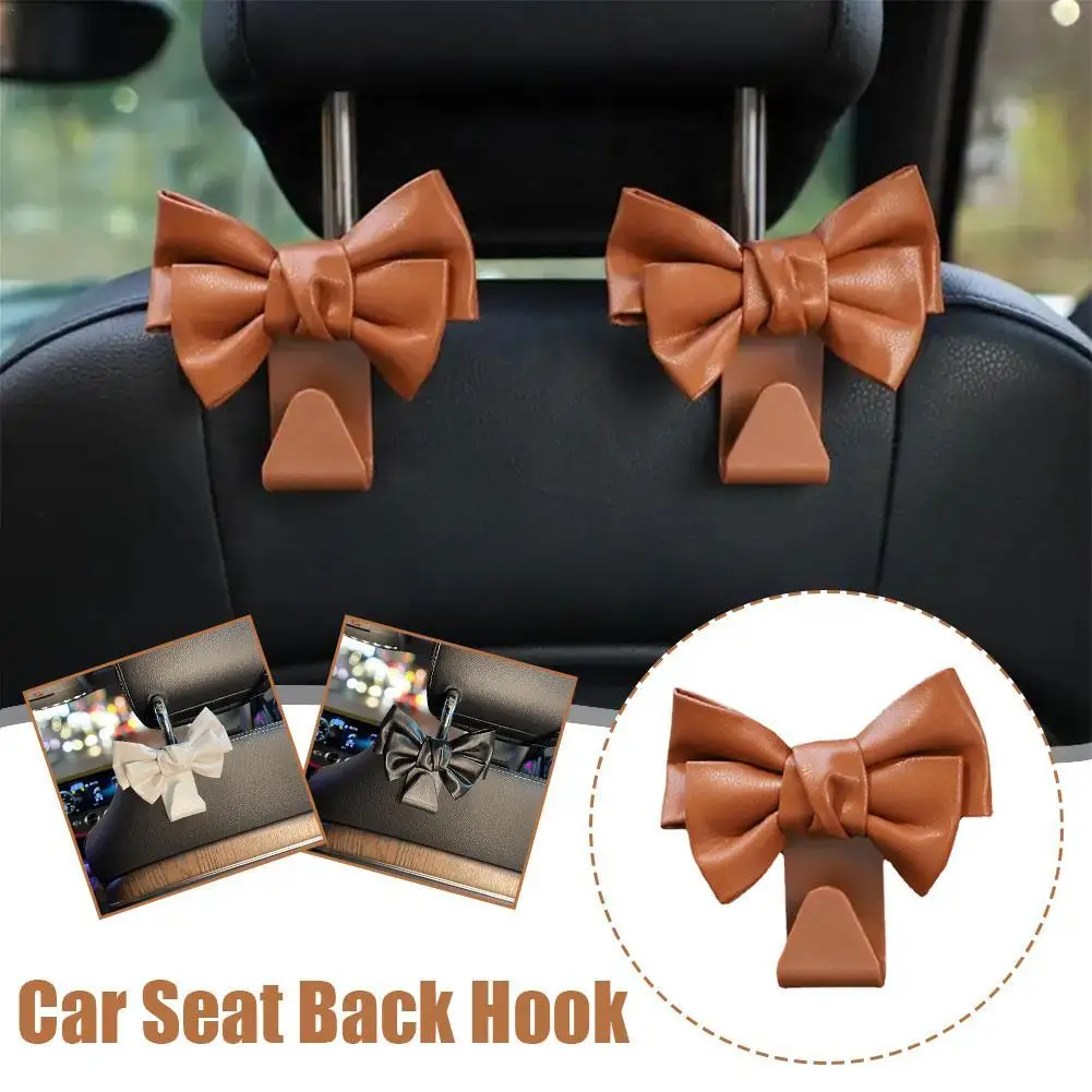 2/3Pcs Cartoon Cute Bow Car Seat Hooks Beautiful Comfortable Strong Bearing Capacity Multi-purpose Interior Storage Small Hooks