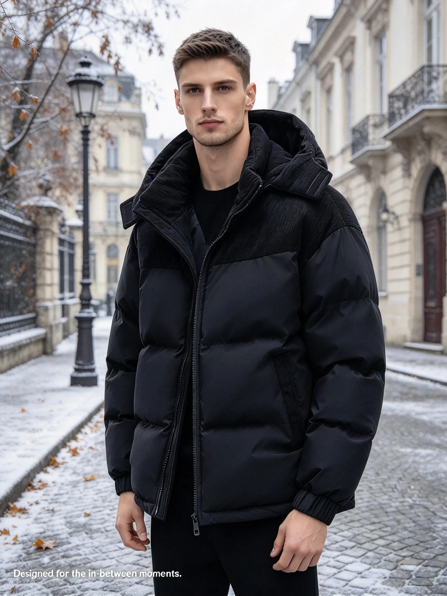 Men Retro Hooded Winter Jacket, Designer Streetwear Outerwear, Zip Up Oversized Coat, Warm Thick Male Outerwear, Menswear Tops