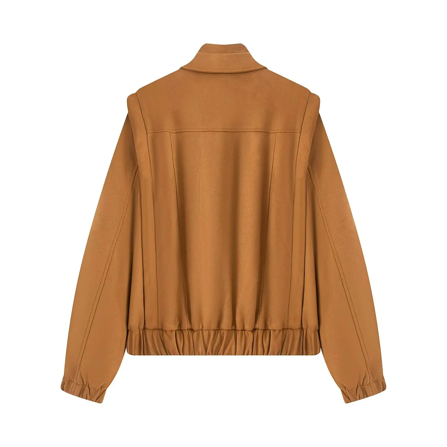 الرجعية Sle لون نقي التلبيب الغزلان الجلد المخملية Jaet الخريف جديد وصول المرأة Faionable Ele ort ملابس خارجية