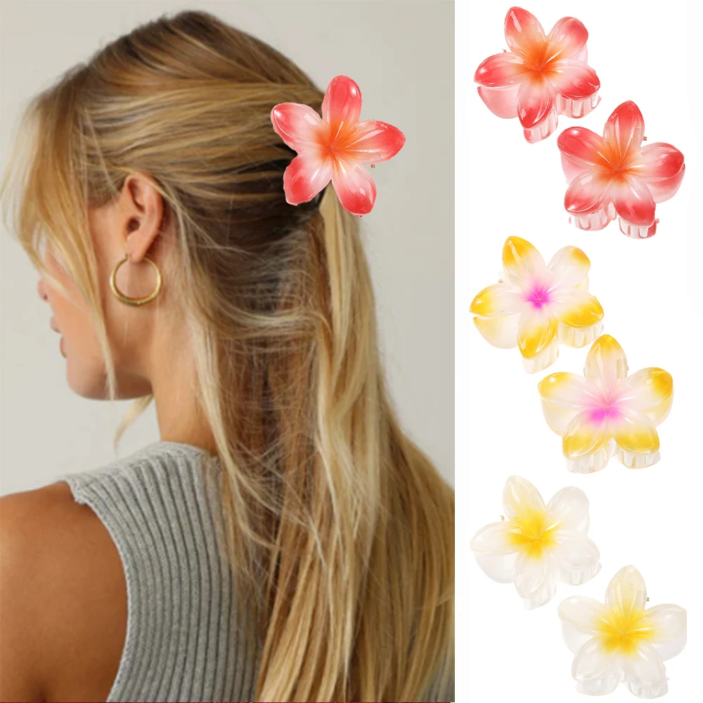 2 pièces/ensemble fleur épingle à cheveux griffes pour filles coréen épingle à cheveux griffe pince à cheveux femmes doux cheveux accessoires petite taille griffe de cheveux