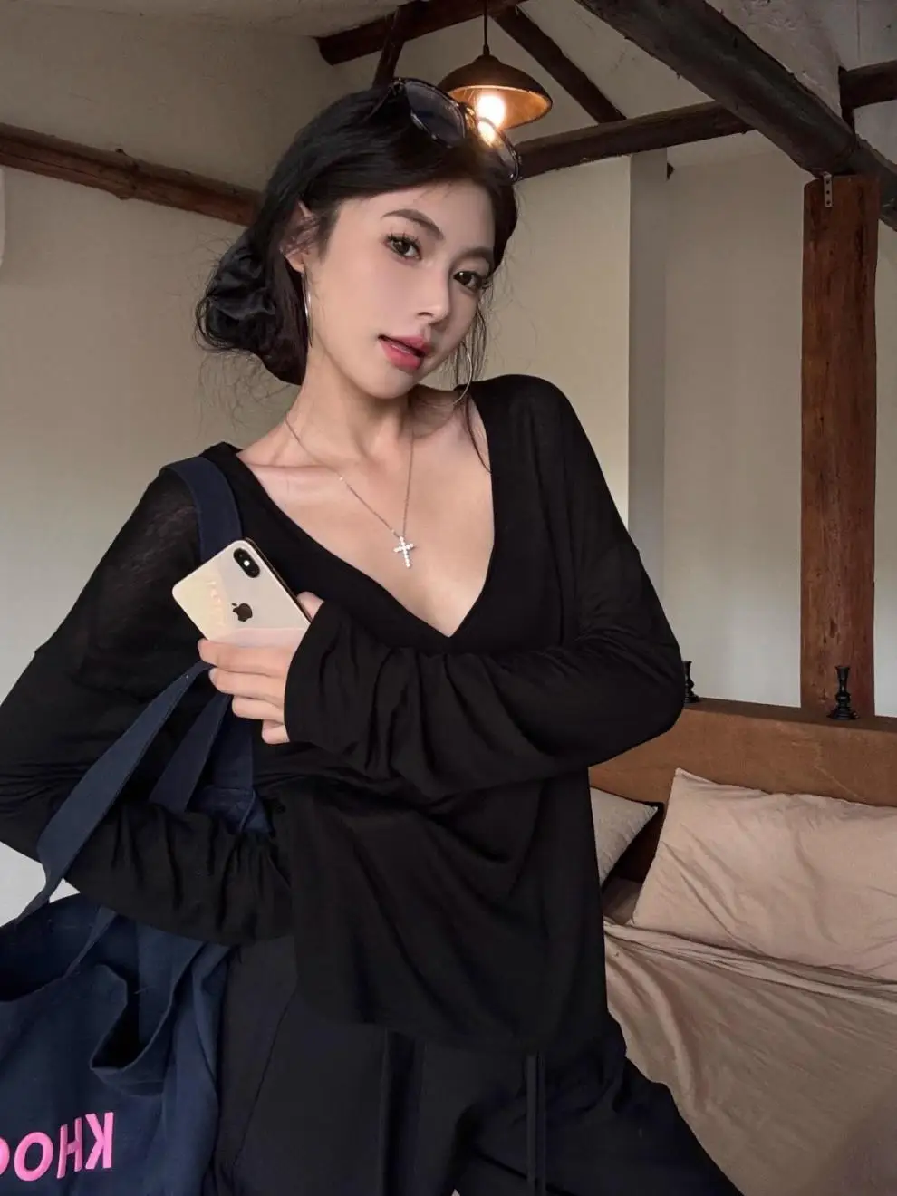 Thin Perspective Long Sleeved T-shirt for Women's Summer Loose Casual Korean Base Sun Protection Cover Up Top for Women