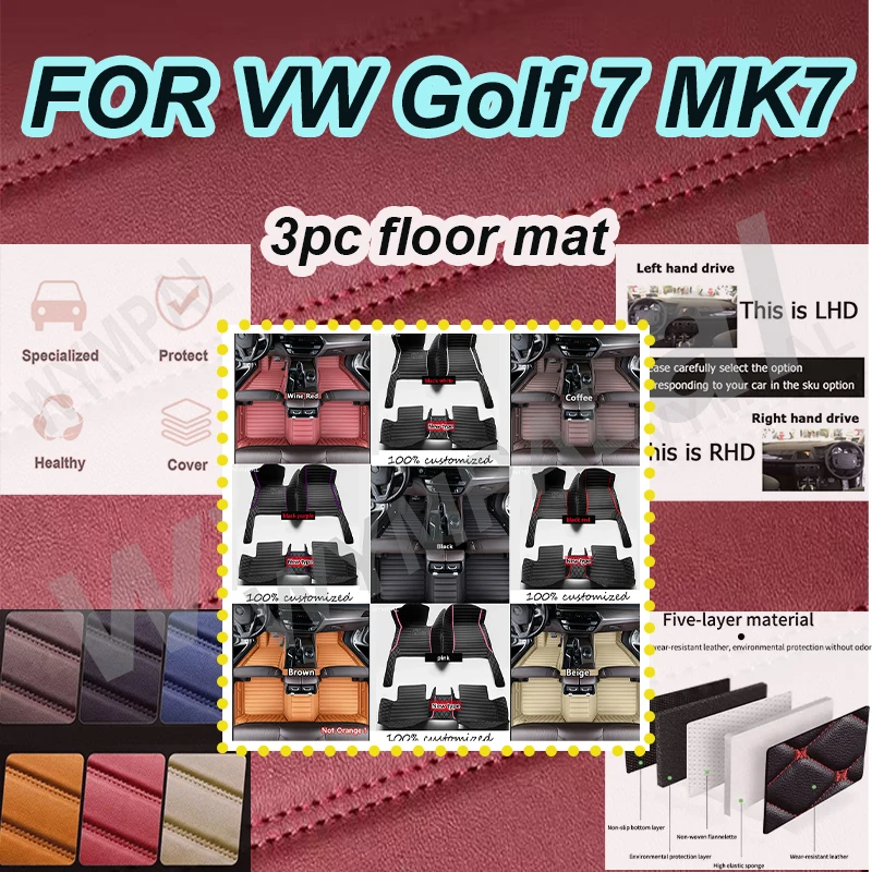 

LUXURY Custom Automotive Car Floor Mats For VW Golf 7 MK7 2012 2013 2014 2015 Auto Luxury Leather Men Women Car Mats Full