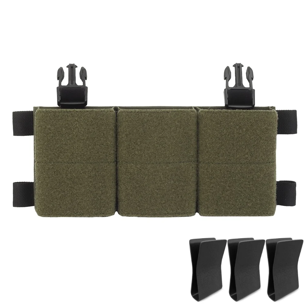 Wosport 7.62 Triple Magazine Pouch Quick Insert 25mm Buckle Hook Loop Mount for Chest Rig Vest Accessory Outdoor Airsoft Use