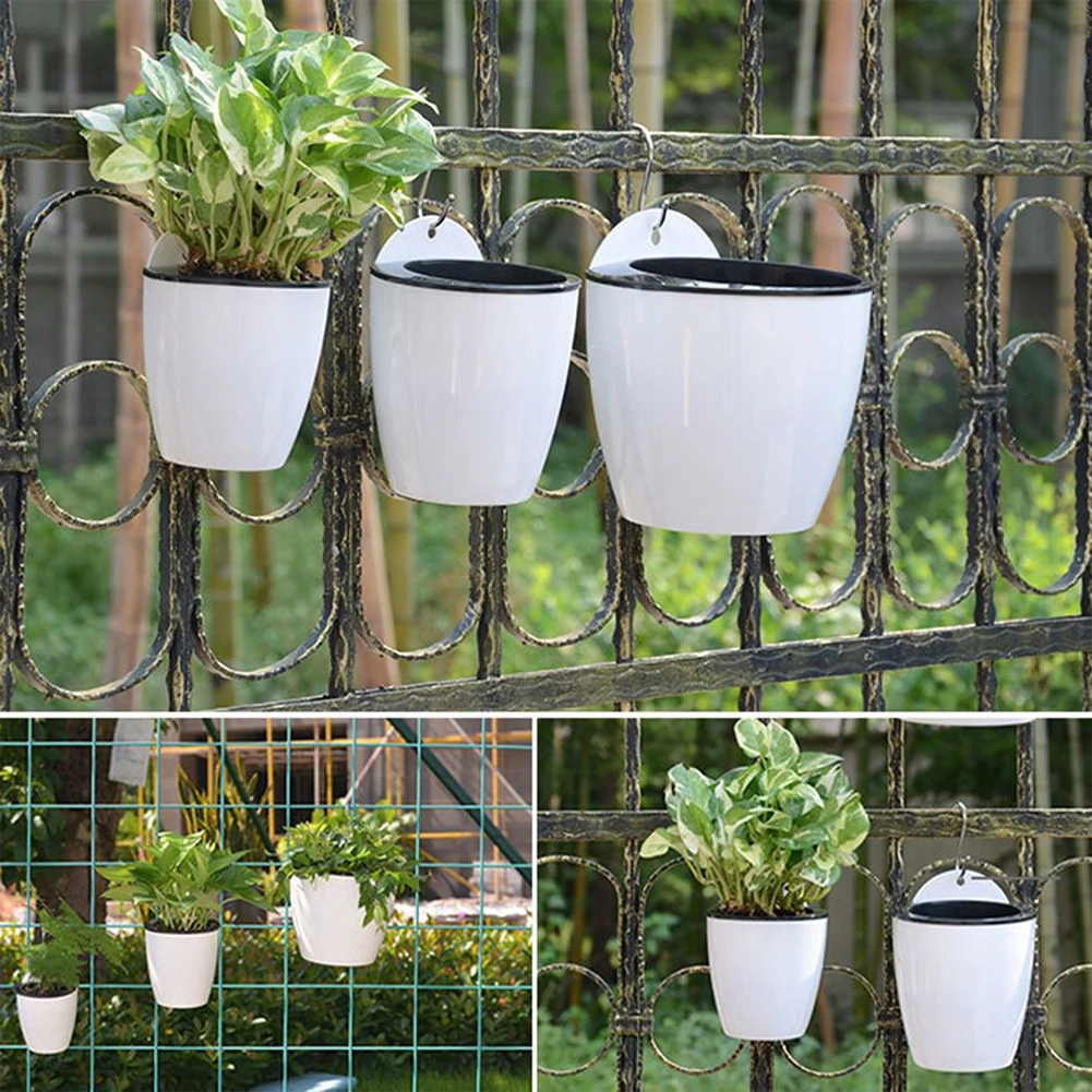 Wall-mounted Flower Pot Automatic Water-absorbing Plastic Green Dill Soil Or Hydroponics System Pot For Wall Balcony Flower Pot