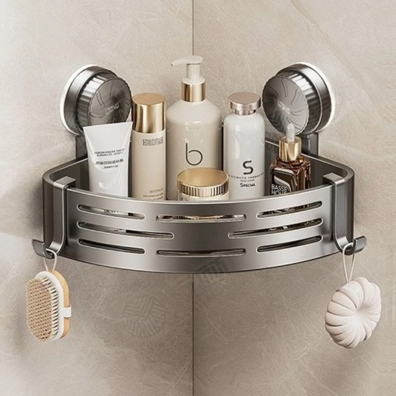 

Corner Shower Caddy Suction Cup Shower Shelf Corner No Drilling Bathroom Shower Organizer Storage Rack Adhesive with Towel Bar