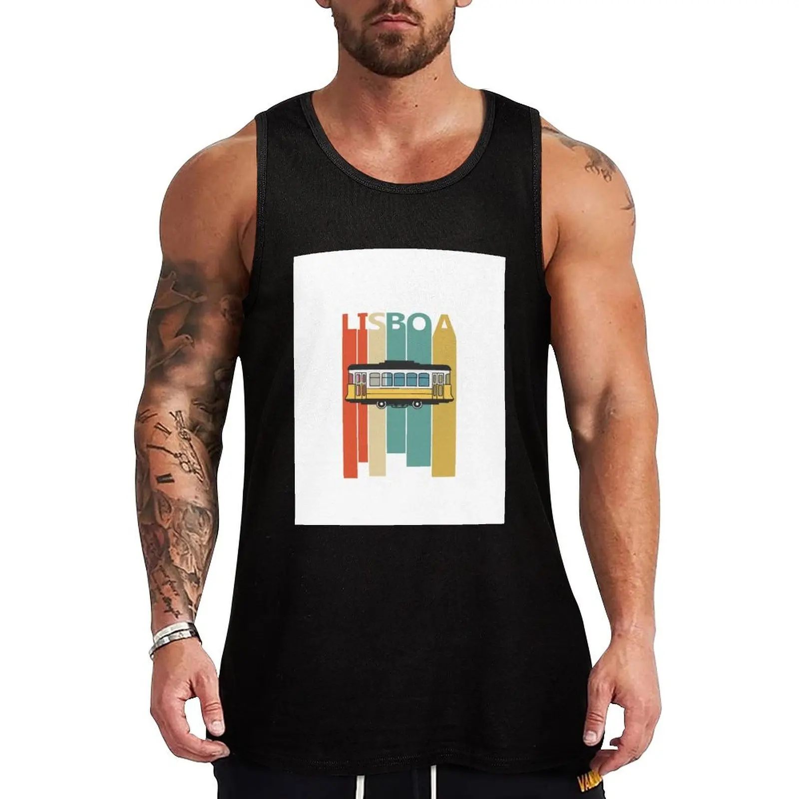 Retro Lisbon tram - Elétrico de Lisboa - Carreira 28 Tank Top bodybuilding men clothes t-shirts for men