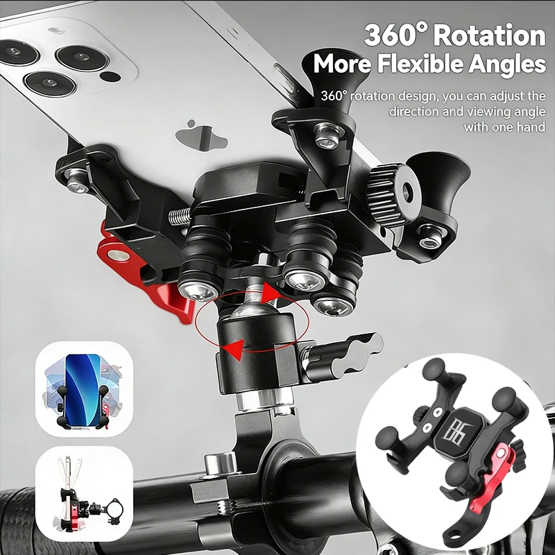 

New Bicycle Scooter Aluminum Alloy Shockproof Mobile Phone Holder, MTB Bike Anti-Vibration Cell Phone Stand, Cycling Accessories