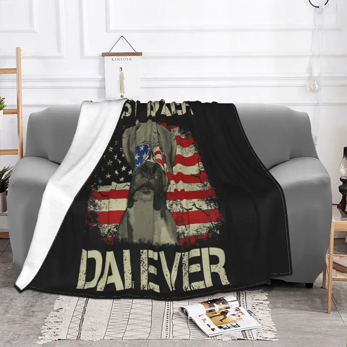 Best Boxer Dad Ever Dog Lover American Flag 4Th July Men Cotton Black Pride Different Chinese Style Throw Blanket